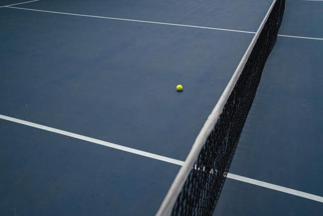 A tennis ball on a tennis court