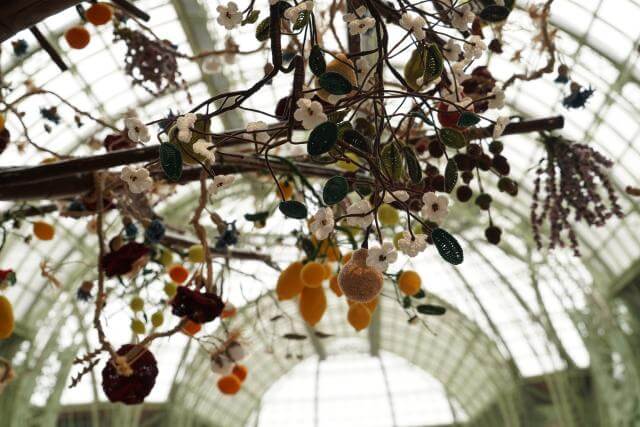 The branches of an artificial tree.