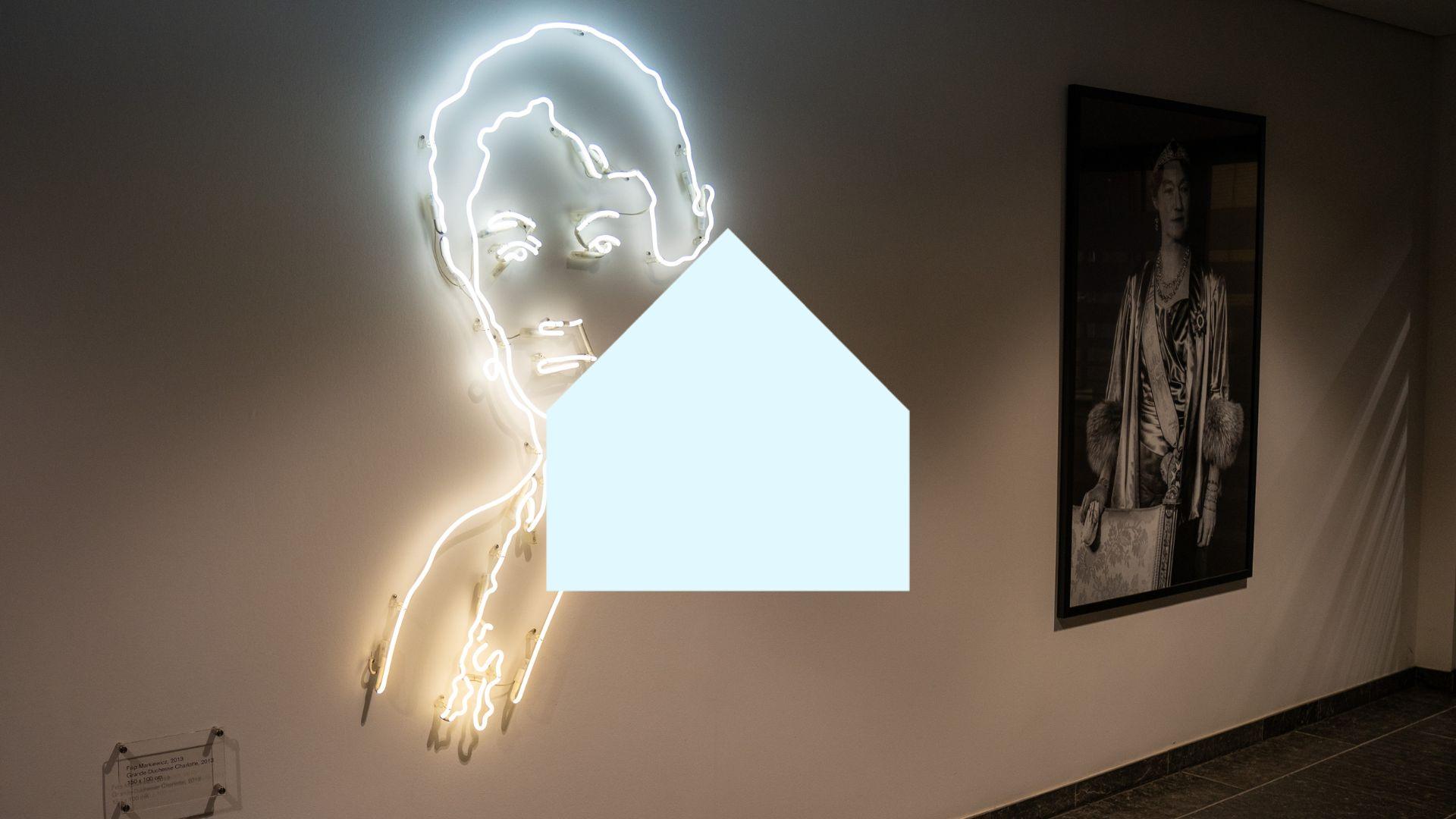 photo d'une décoration murale fluorescente de la Grande-Duchesse Charlotte